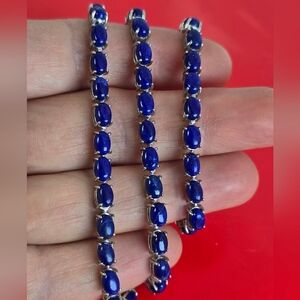 925 Sterling Silver Necklace 16.5" with Natural Lapis Lazuli Gemstone